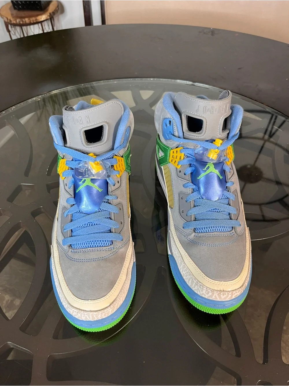 Nike Air Jordan Spizike Gray Blue Green Basketball Shoes Sneakers Mens Sz 11.5
